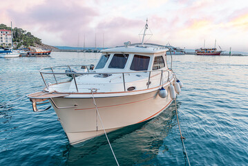 Pleasure ship on the sea waves
