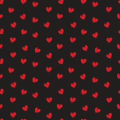 Valentines Seamless Pattern Wallpaper - Red black heart valentines day doodle vector illustration background - Love valentine's digital wrapping paper - wedding dating anniversary wallpaper