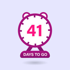 41 Days to go. Countdown timer. Clock icon. 41 days left to go Promotional banner Design