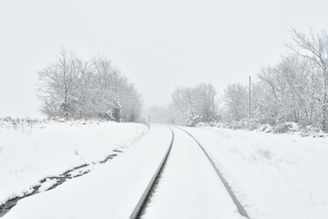 Fototapeta premium Snow on Train Tracks