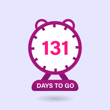 131 Days to go. Countdown timer. Clock icon. 131 days left to go Promotional banner Design