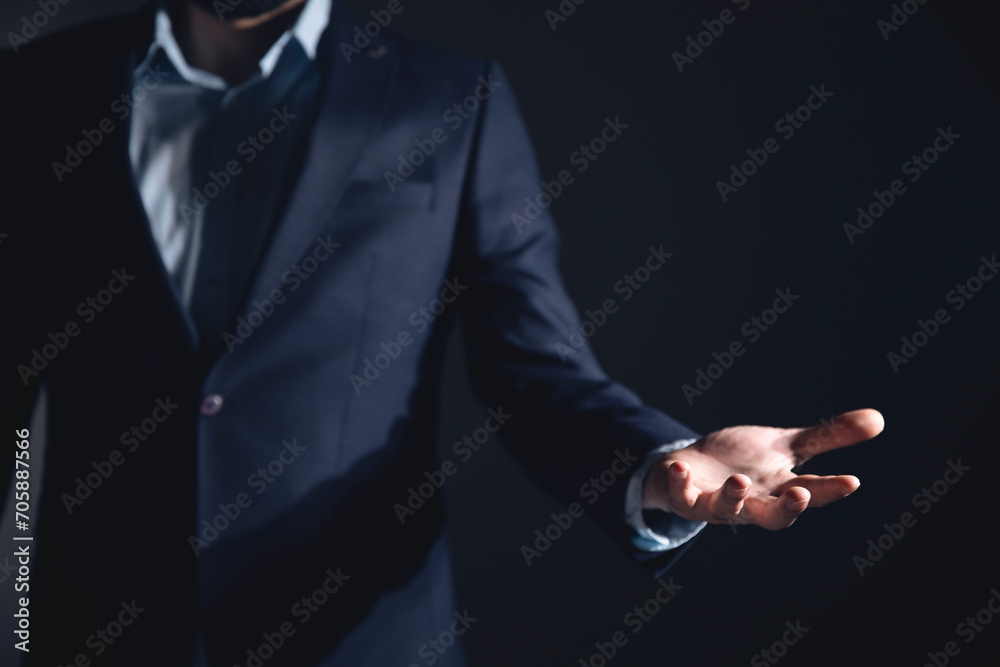 Wall mural Businessman hand touching virtual screen