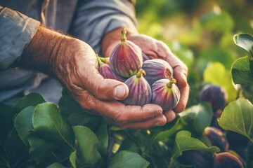 Freshly harvested figs, with their juicy, organic goodness, are a key component of healthy eating. - obrazy, fototapety, plakaty