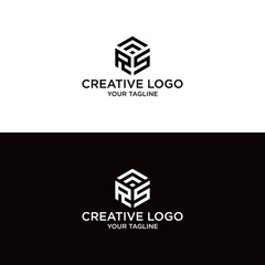 vektor desain logo RS huruf kreatif