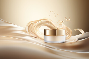 Empty cosmetic cream bottle, Presenting luxury skincare products Beauty and spa mockup template.