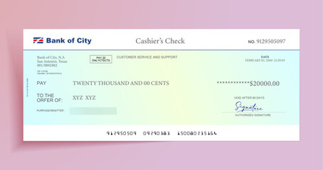 Elegant Bank Check Vector Template with Modern Design