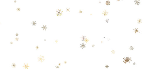 Snowflakes - golden openwork shiny snowflakes, star, 3D rendering.