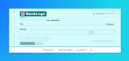 Modern Bank Cheque Vector Illustration with Copy Space