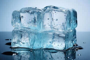 Pieces of ice close-up, melting ice water temperature below zero degrees