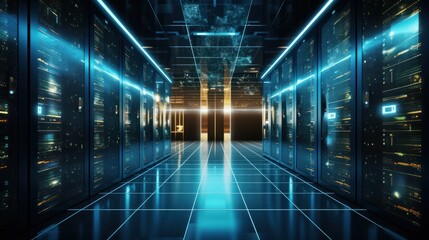 Data centers build state of the art data centers. AI generated - obrazy, fototapety, plakaty