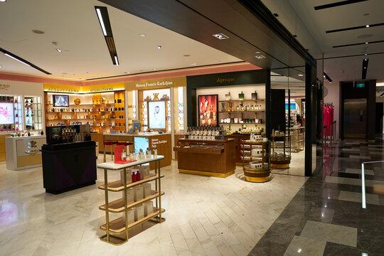 SINGAPORE - NOVEMBER 06, 2023: entrance to Escentials store inside Paragon Mall. The Paragon is a shopping complex located in the Orchard Road area of Singapore.