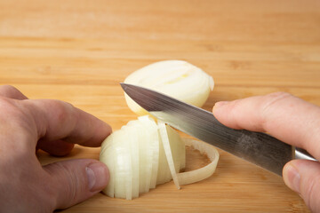 Cooking mushrooms with eggs and onions. Cooking at home. A series of photos.