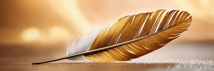 Header, golden-white fluffy feathers background