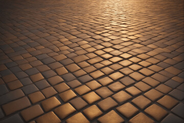 The floors are made of gold paving stones. A road paved with gold tiles. Wealth Concept