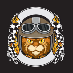motorcycle club logo vector art illustration cat club design