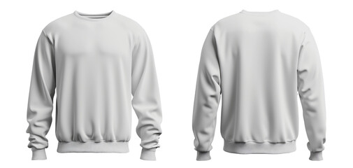 front and back view tee sweatshirt sweater with a long sleeve on transparent background - obrazy, fototapety, plakaty