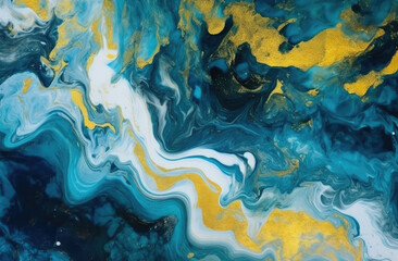 Fototapeta na wymiar Painting of Blue and Yellow Colors, Vivid and Harmonious Artwork