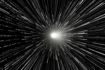 Black and White Photo of a Star Burst in Clear Skies at Night