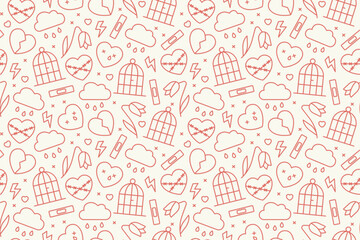 broken heart seamless pattern; unhappy love, Valentine's Day concept - vector illustration