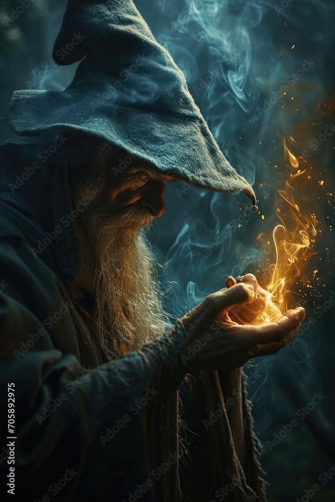 Poster a man with a long beard holding a lit candle. suitable for various applications
