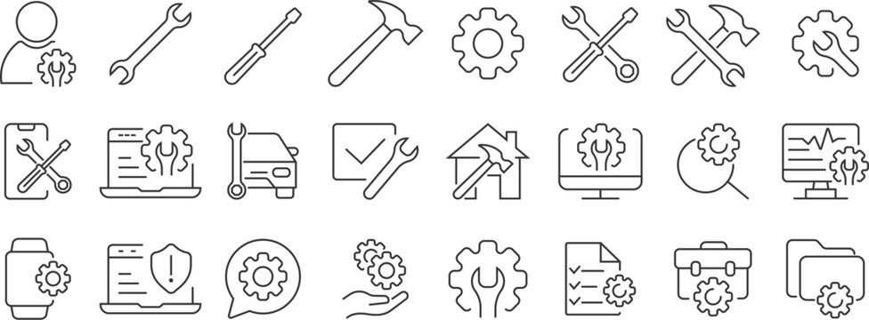 Repairing tools. Toolkit. Toolbox. Wrench and screwdriver icon. Work tools. Repairing, service tools. Vector illustration