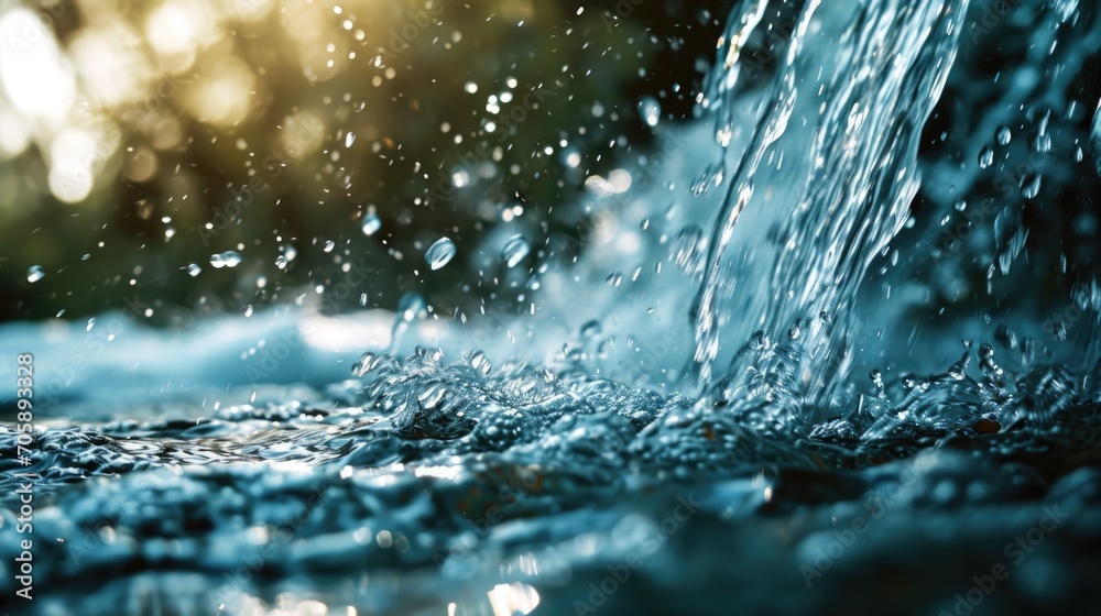 Poster a close up view of a stream of water. perfect for nature-themed designs or projects