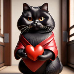 Kot z Sercem na Dłoni