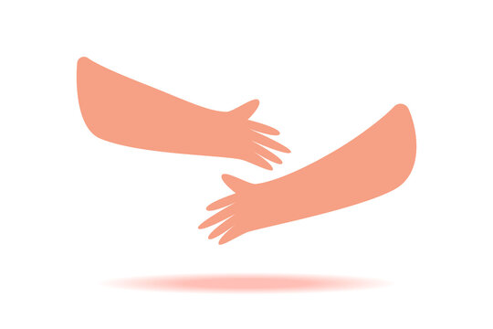 Hands. hugging hands. Concept of self-love, support and care. Colored flat vector illustration on white background