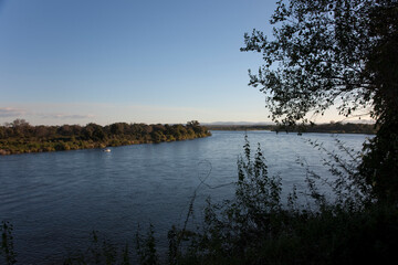 Zambia Zambezi river landscape on a sunny winter day