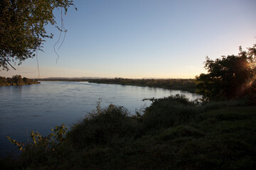 Fototapeta na wymiar Zambia Zambezi river landscape on a sunny winter day