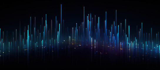 Abstract image of colorful line lines on a dark background, in the style of data visualization