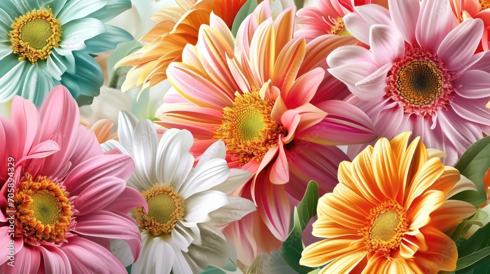 Poster A close-up view of a bunch of flowers. Perfect for adding a touch of beauty to any project or design