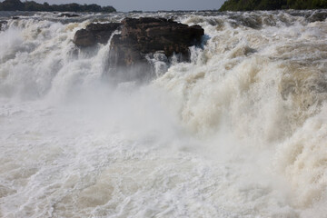 Zambia Zambezi Ngonye waterfall on a sunny autumn day