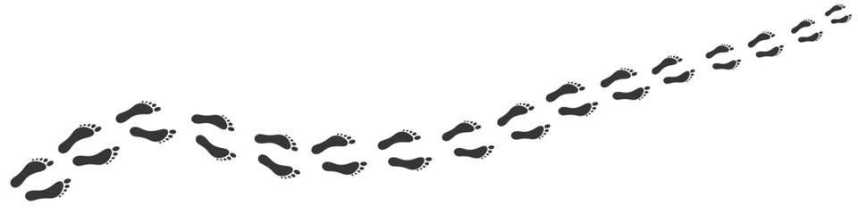 Footprint icon. Barefoot footprints, shoe prints. Collection of black symbols