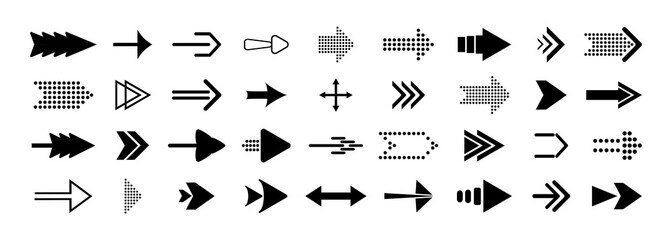 Arrow symbols. Pointer and recycle signs. Different forms