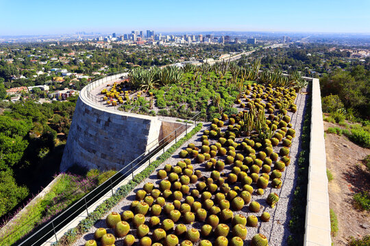 Los Angeles, California &ndash; November 2, 2023: Cactus Garden at The Getty Center Museum, South Promontory
