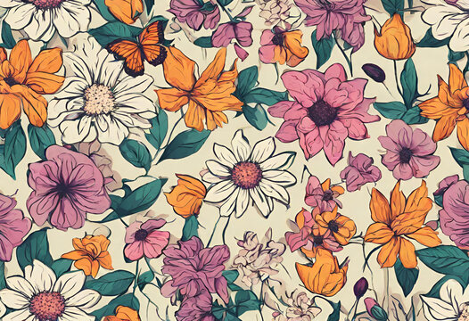 Flowers, wallpaper with beautiful flowers for decoration, v3