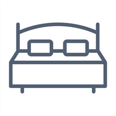 Simple bed line icon. Minimal style double bed symbol.Double bed, linear style sign for mobile concept and web design.
