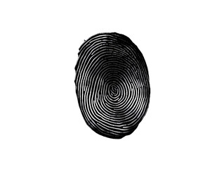 a black fingerprint on a white background
