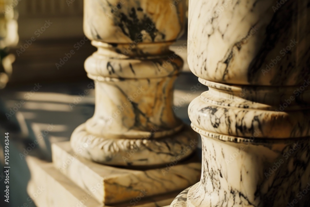 Fototapete A close-up view of a pillar with a clock. Suitable for various time-related concepts and themes
