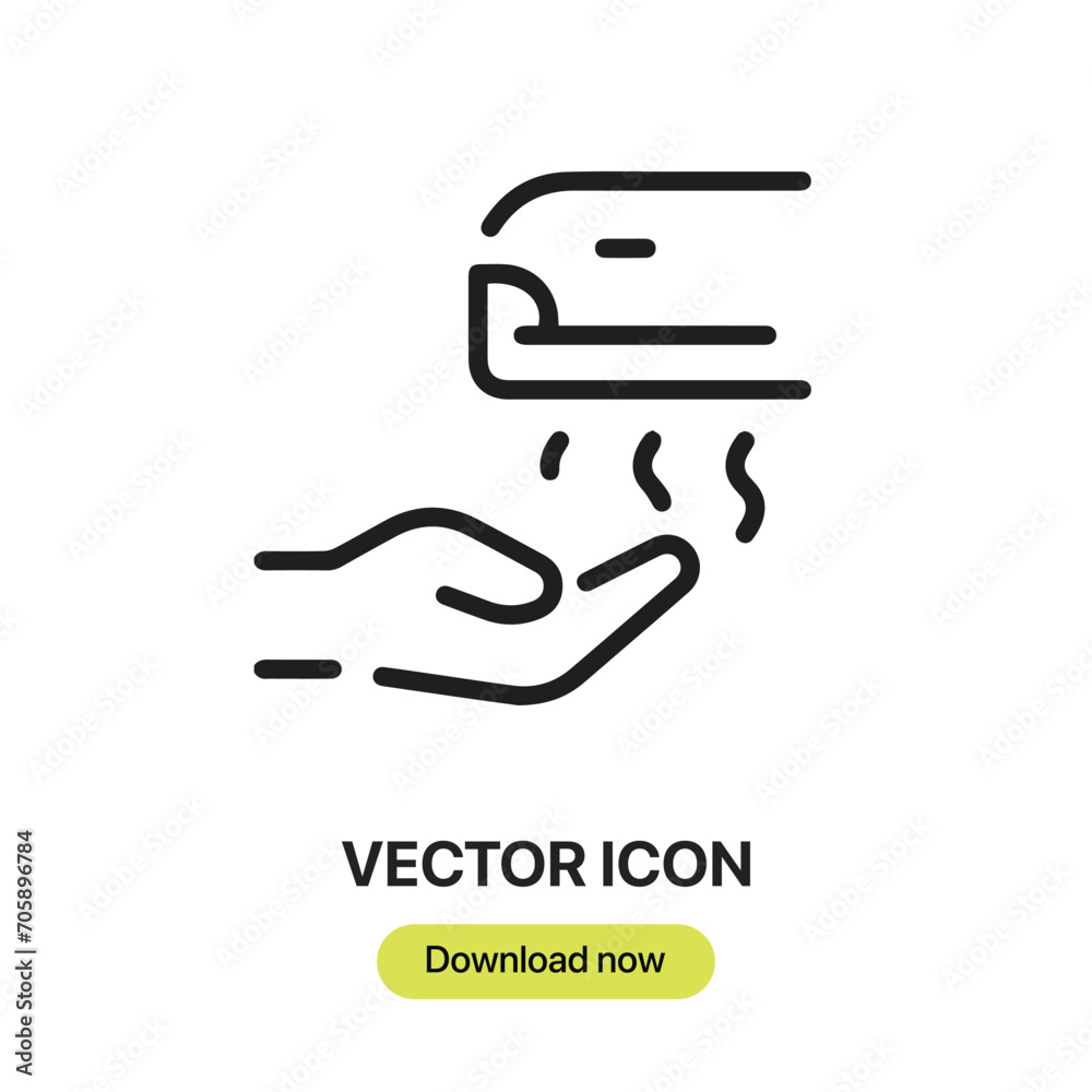 Leinwandbilder hand dryer icon vector. linear-style sign for mobile concept and web design. hand dryer symbol illus