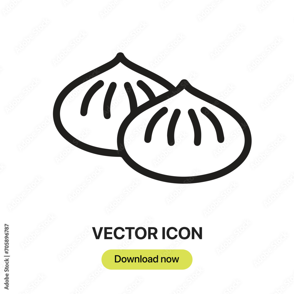 Fototapete Dumplings icon vector. Linear-style sign for mobile concept and web design. Dumplings symbol illustration. Pixel vector graphics - Vector.	
