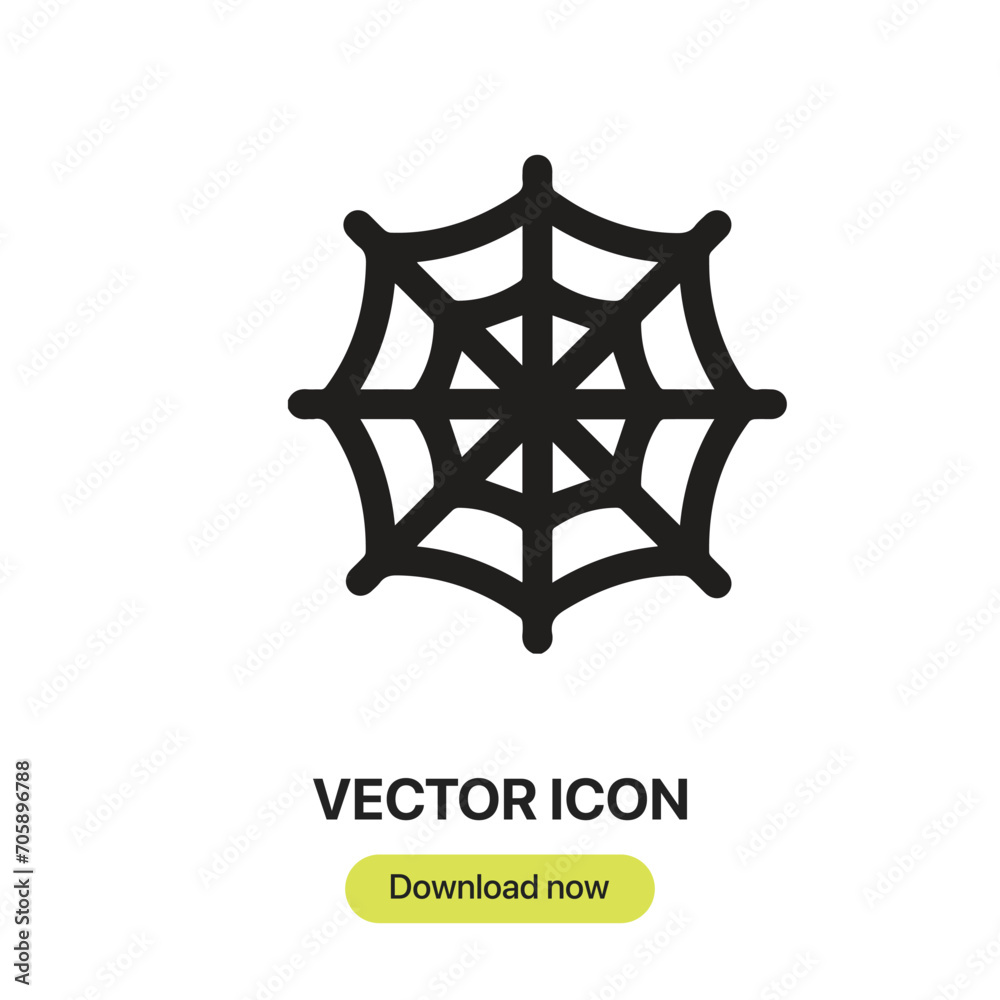 Aufkleber Spider Web icon vector. Linear-style sign for mobile concept and web design. Spider Web symbol illustration. Pixel vector graphics - Vector.	
