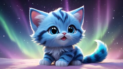 Cute beautiful little kitten under the beautiful sky, Beautiful Baby animals, cute animals, Generated by AI