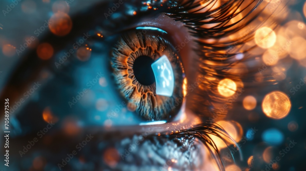 Aufkleber a close-up view of a person's eye. this image can be used for various purposes such as illustrating 