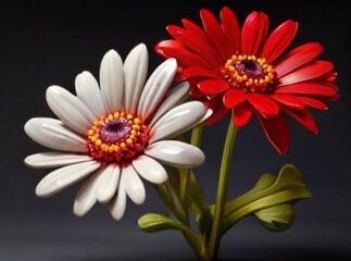 red and white daisies