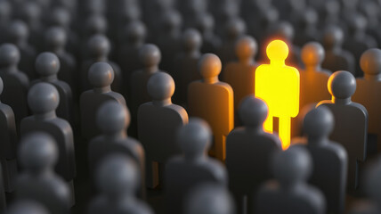 Innovative Leadership, Conceptual Image of a Standout Figure in a Crowd