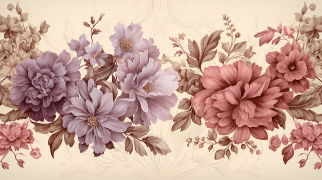 Vintage Floral Elegance: Vintage floral patterns with a touch of elegance, providing a classic and timeless background for products or text, Background, Copy Space