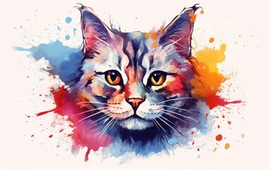 Naklejka premium cate face watercolor