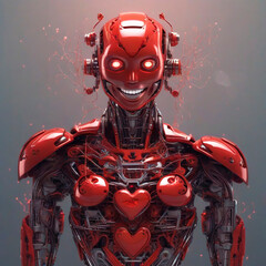 Fototapeta premium Portrait of a cheerful android robot.